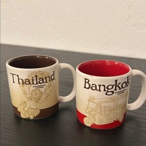 Starbucks Thailand and Bangkok Mugs - Cream and Red